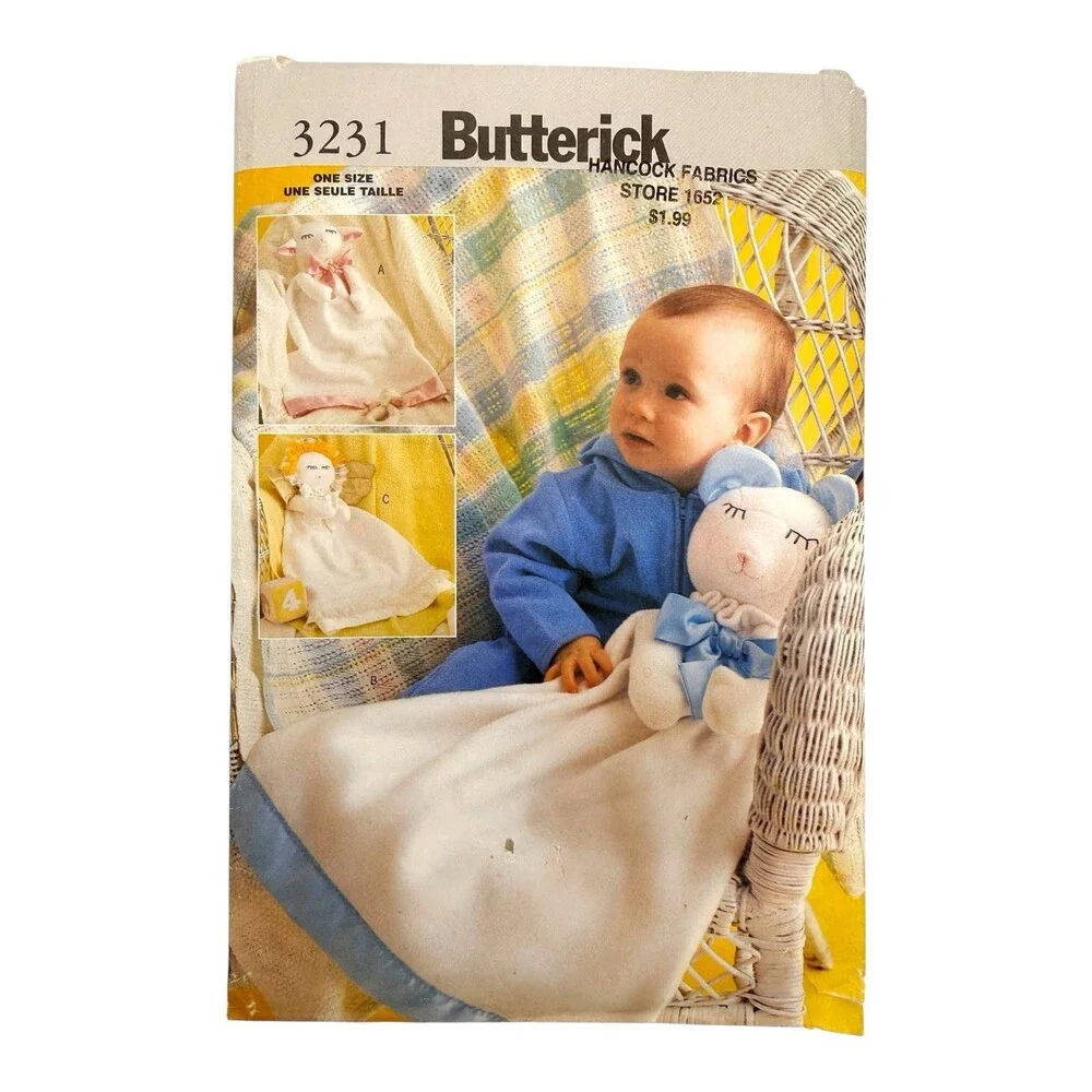 VTG 2001 Butterick Sewing Pattern Baby Blankets Bear Lamb & Angel 25